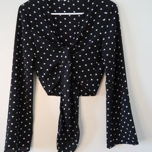 Polka Dot | Long Sleeve Crop Top